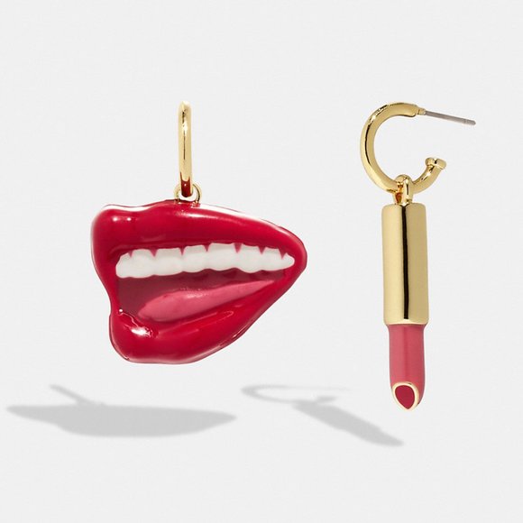 👄 Coach X Tom Wesselmann Lips And Lipstick Huggie Earrings - Picture 1 of 9